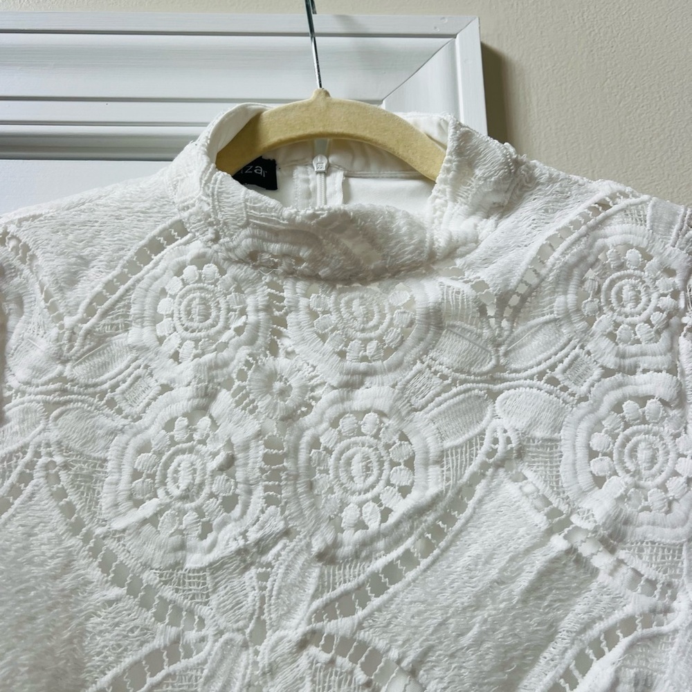 Elegant White Lace Long Sleeve Dress - Picture 4 of 8